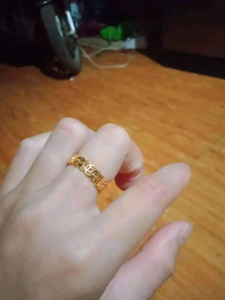 A1 Nhẫn đồng xu họa tiết trơn đơn giản