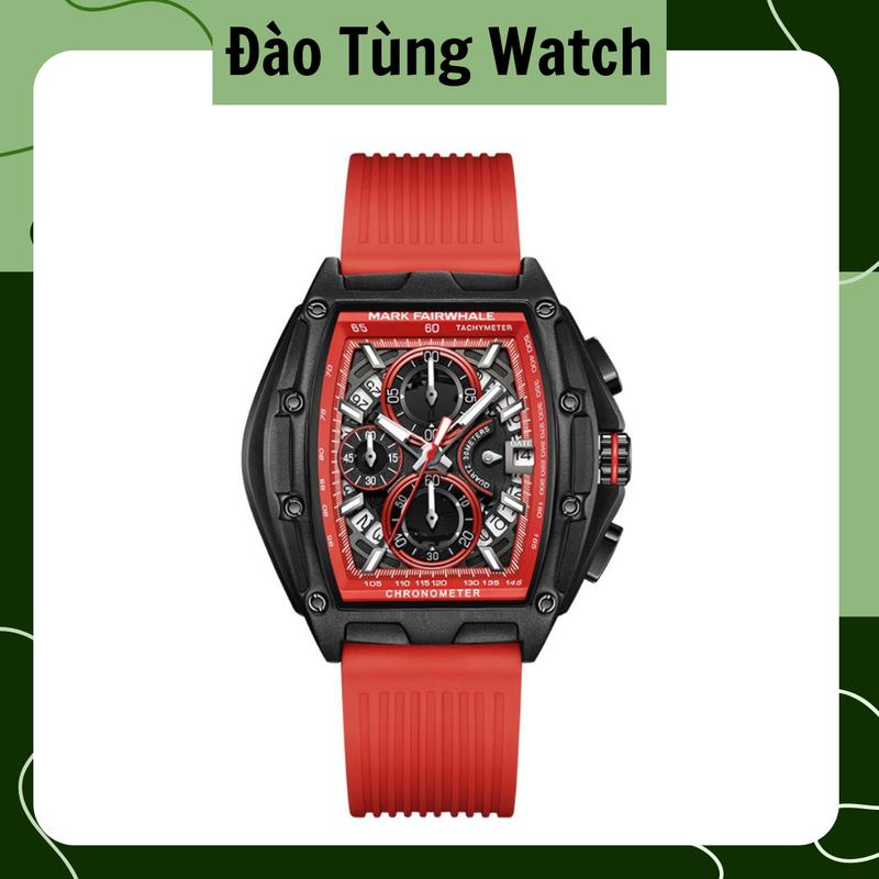Đồng Hồ Nam MARK FAIRWHALE Watch Thùng Rượu Đa Công Năng Dây Silicon 47mm Đeo Tay