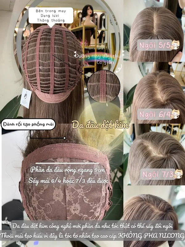 < DK13 > TÓC NGUYÊN ĐẦU DỆT KIM THẾ HỆ MỚI DA ĐẦU BẢNG TO CÓ THỂ ĐỔI NGÔI 4