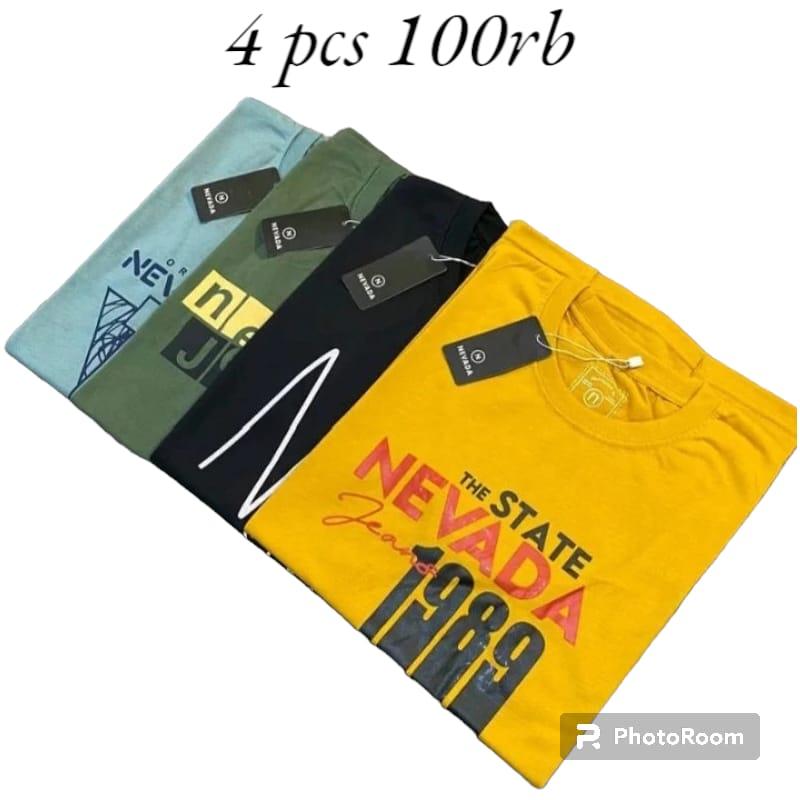 paket 4 Pcs 100rb Kaos Newada pria 100 4pcs kaos pria distro bandung original asli kaos newada pria terbaru Kaos T-Shirt distro pria bandung Baju Dewasa Motif 9