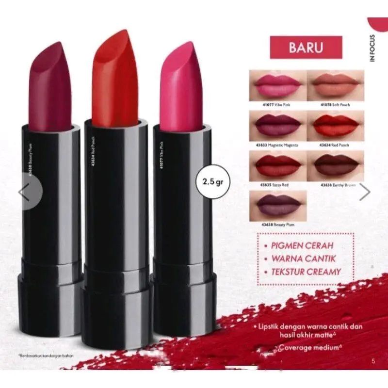 ORIFLAME OnColour Matte Lipstick - lipstik Matte dengan coverage medium dan warna intens - Kemasan mini mudah dibawa kemanapun