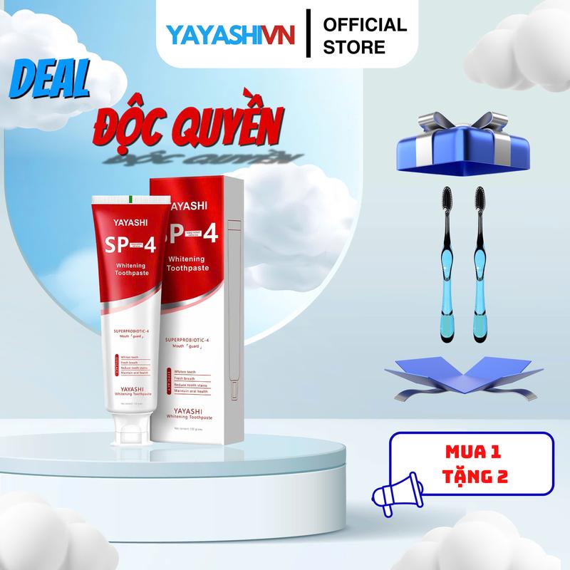   BẢN ĐẶC BIỆT Tặng 2 Bàn Chải  KEM ĐÁNH RĂNG YAYASHI SP4 GIẢM HÔI MIỆNG KHỬ VÀNG Ố RĂNG TRẮNG RĂNG BẢN ĐẶC BIỆT 