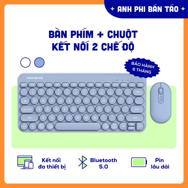 Bộ Bàn Phím Không Dây Bluetooth Thiết Kế Mỏng Đẹp, Nhỏ Gọn Kết Nối 2 Chế Độ Cho Máy Tính, Laptop, Máy Tính Bảng