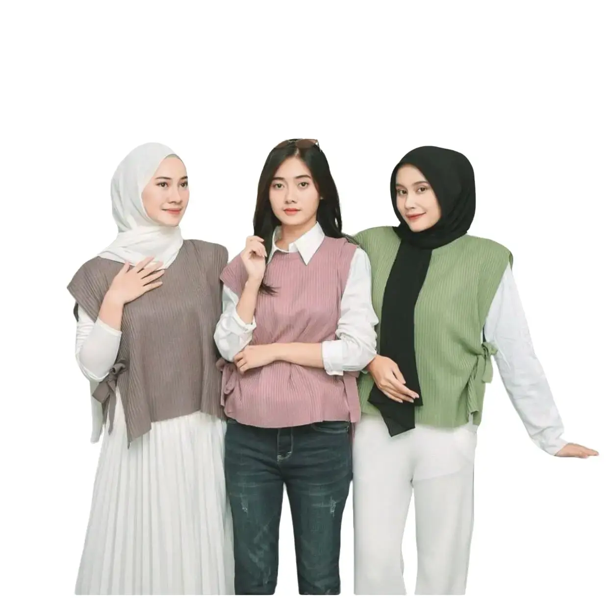 Rompi Outer Wanita Andin Rajut Tali  Atasan Top Panjang belakang  Crop Depan atasan  rajut