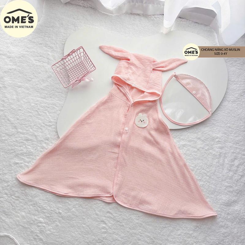 Áo choàng chống nắng Ome's kèm kính chắn gió, bụi  vải xô Muslin cho bé mùa hè 4