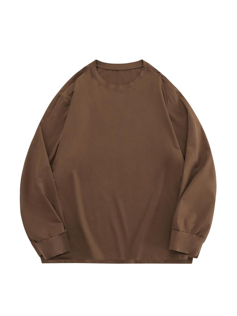 Product Introduction of 【Plus Size】 Solid Long Sleeve Tee, Casual Comfy T-shirt for Fall & Winter, Men's Clothes for Daily Wear 7