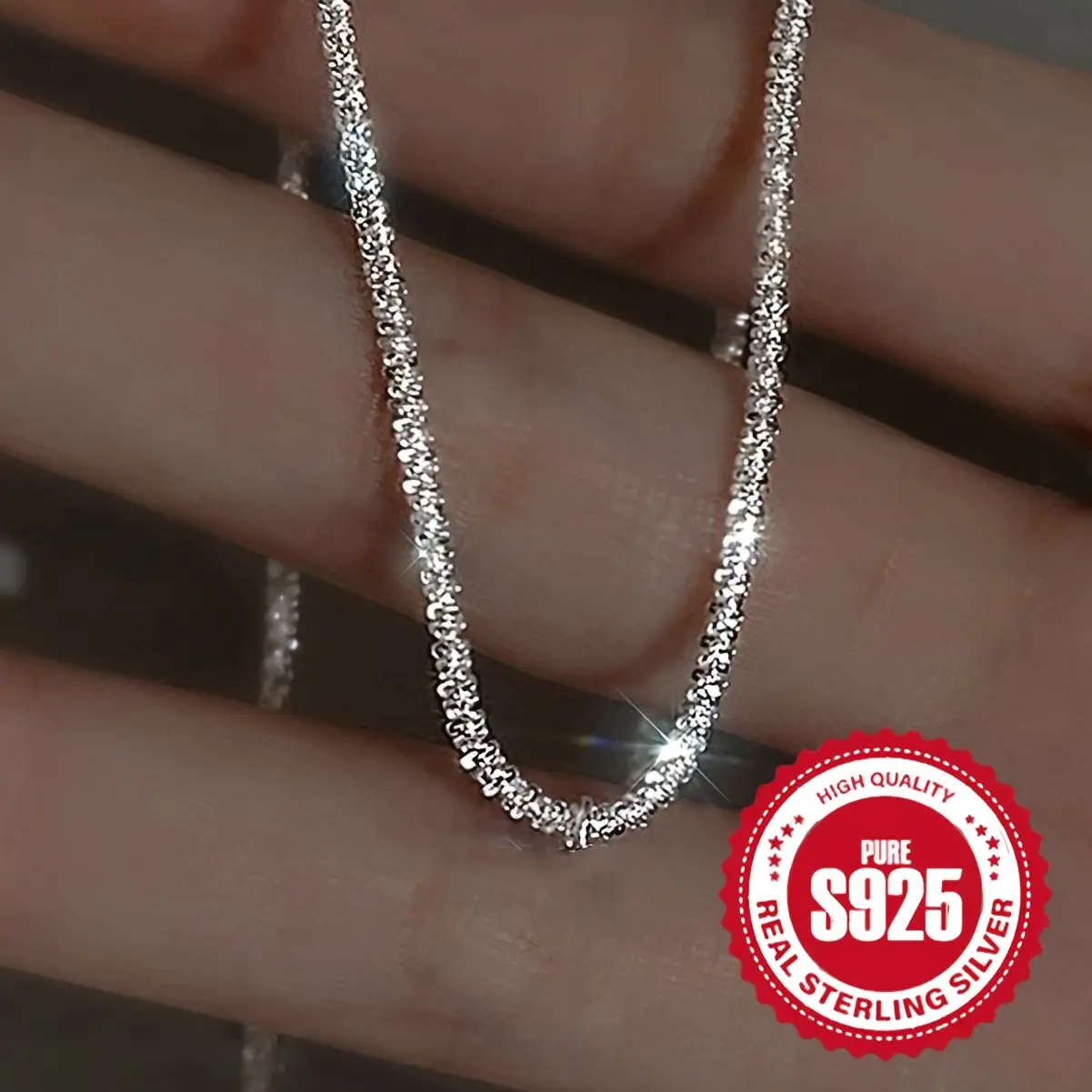 925 Sterling Silver Simple Necklace Hypoallergenic Silver Color Minimalist Jewelry Necklace For Ladies