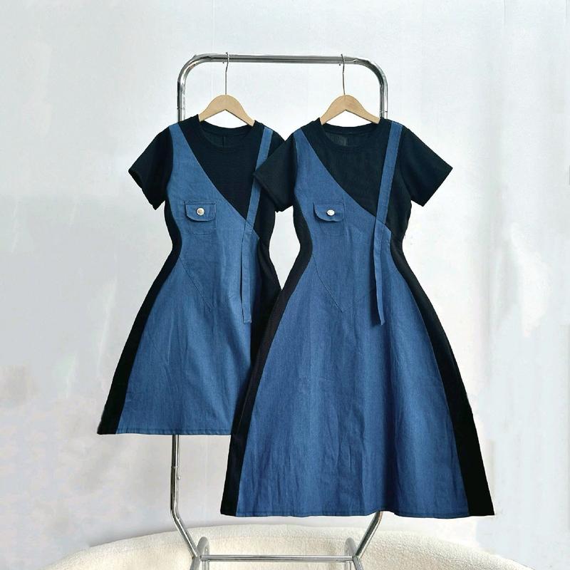 Đầm Jean Giấy Thiết Kế Bigsize Chất Vải Jean Giấy Phối Ruby Tôn Dáng Sang Trọng Dáng Dài Và Dáng Ngắn Cho Chuppy 50-95k - G671 G672 JEAN