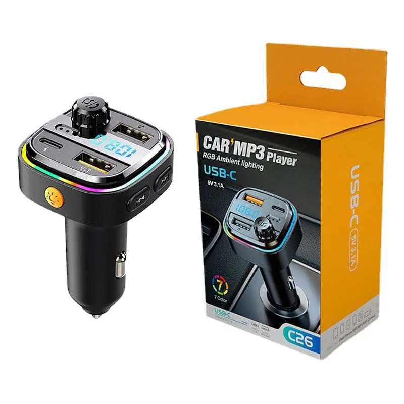 Bluetooth sạc nhanh USB kép cho ô tô, máy phát FM rảnh tay, Bluetooth , máy nghe nhạc MP3, đa chức năng, char ô tô 0
