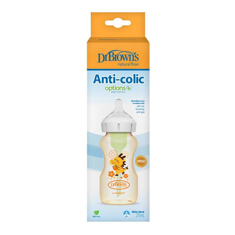 Bình sữa Tùy chọn cổ rộng nhựa PPSU Dr Brown's hình con rồng 150ml/270ml 3