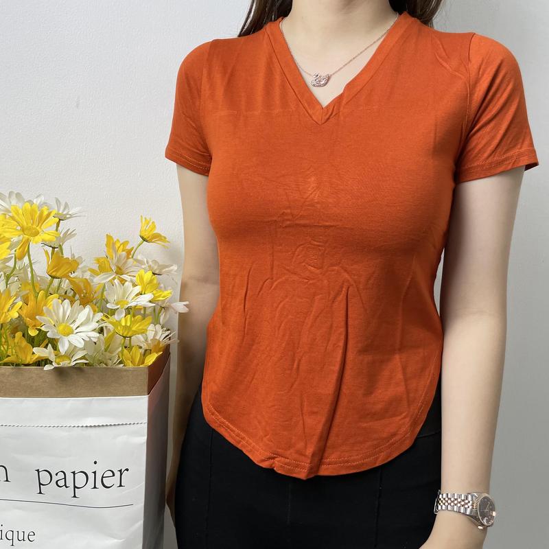 Product Introduction of Kaos Vneck Oval Polos Wanita #4457 V-Neck Oblong 17