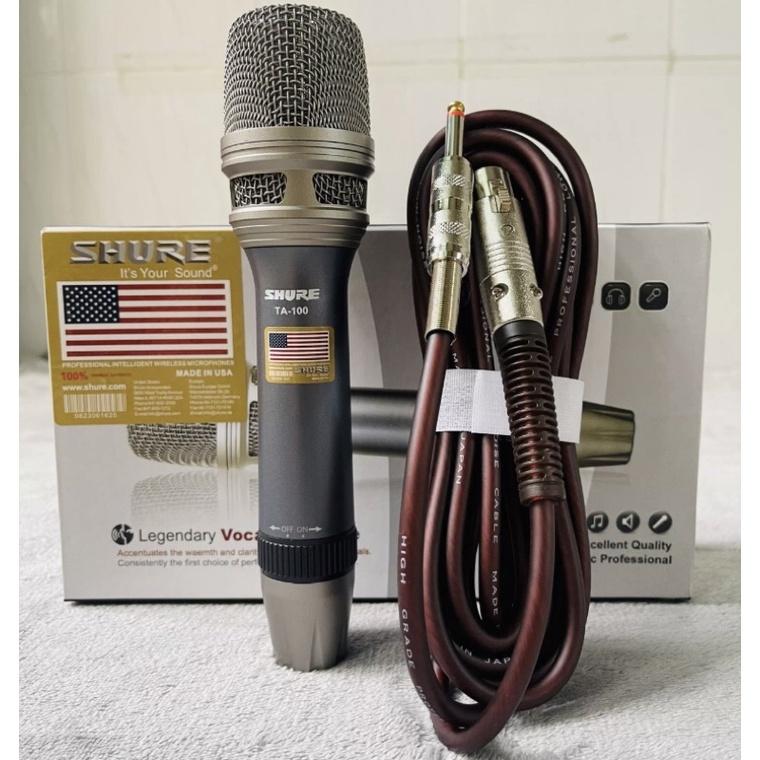 Mic shure Ta 100 hàng cao cấp micro có dây shure chống hú tốt micro karaoke Ta100 shure hát nhẹ tiếng ấm