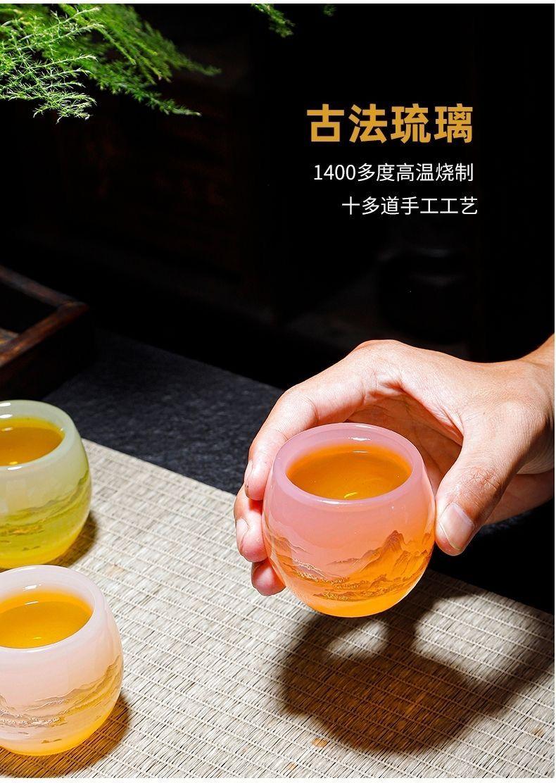 Product Introduction of Thousand-Li Landscape Jade Porcelain Glaze Master Cup Special High-End Chinese Tea Cup Landscape Cup High-End Jianzhan Guest Cup Heat Insulation 8