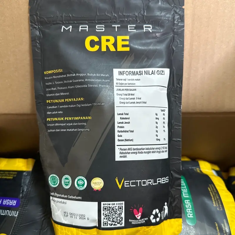 Vectorlabs master cre 300 gram rasa anggur creatine suplemen otot gym 1