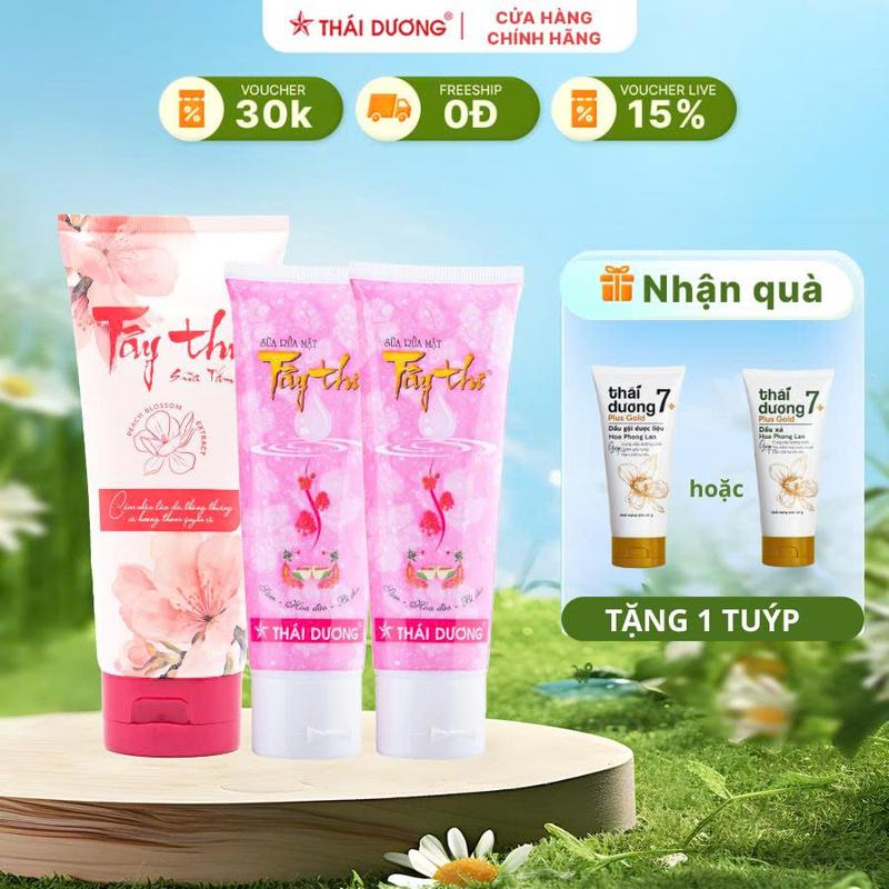   Combo  01 Sữa tắm Tây Thi  Hộp 1 Tuýp x 200g  + 2 Sữa rửa mặt Tây Thi  Hộp 1 Tuýp x 90g  - Sao Thái Dương 