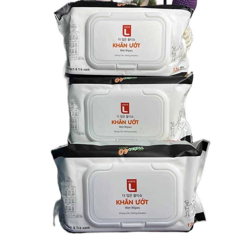 Combo 3 khăn ướt gia đình Lotte không cồn,không paraben
