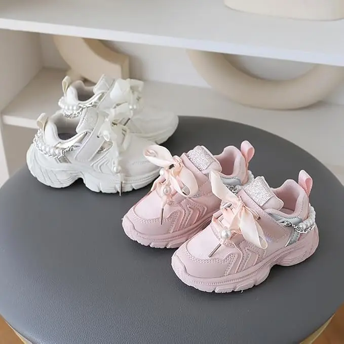 SEPATU SNEAKERS FASHION OLAHRAGA GLITTER MUTIARA PUTIH PINK ANAK PEREMPUAN SNEAKER KULIT CASUAL ANAK CEWEK