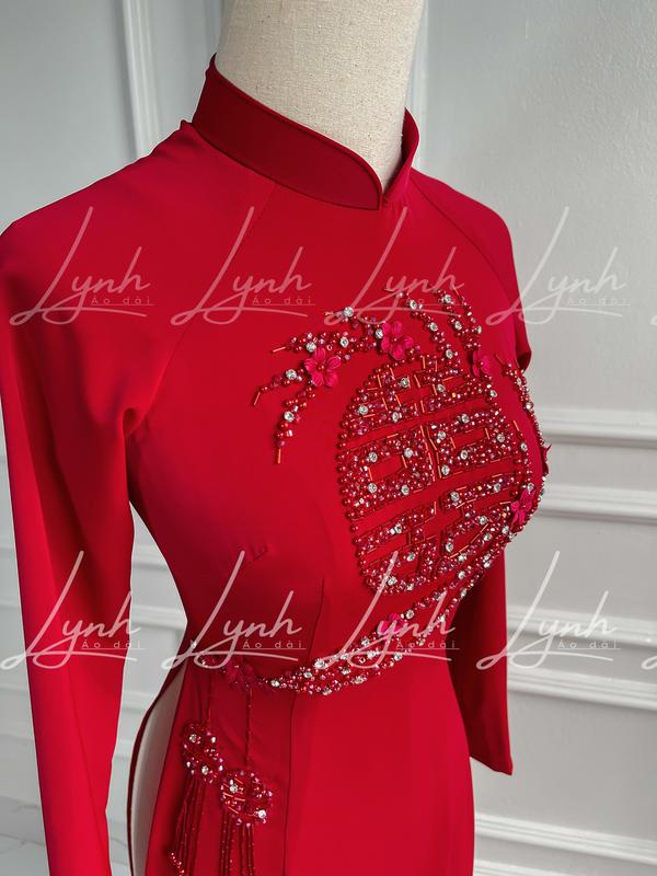 Áo dài cặp đỏ hot tua rua mùa cưới - Áo Dài Lynh Nữ Áo Cưới Váy Cưới Women Dress Voan Bo Chun Voan Bo Chun 5