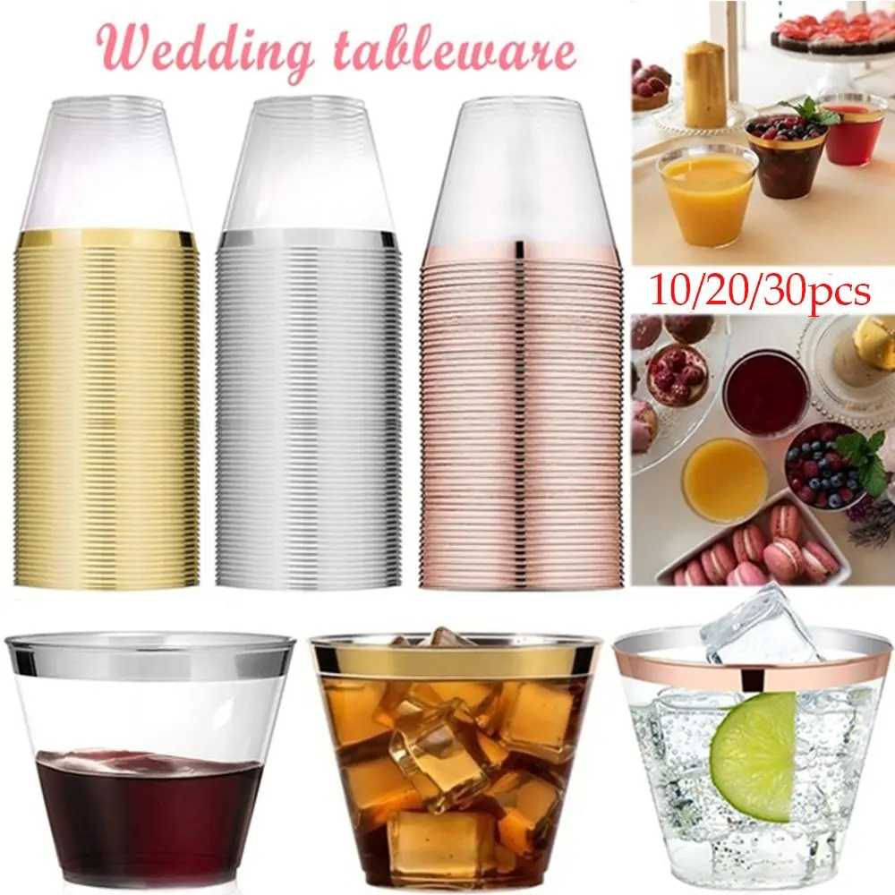 Fashional Vault2 10/20/30pcs Home Decor Wedding Supplies Wine Tableware Transparent Plastic Cups Disposable