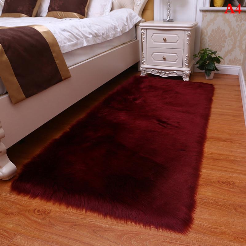 Product Introduction of Soft Sheepskin Plush Carpet Imitation Bedside Mat Bedroom decoration Sofa Cushion White Plush Rugs Red Living Room Fur Carpet 18