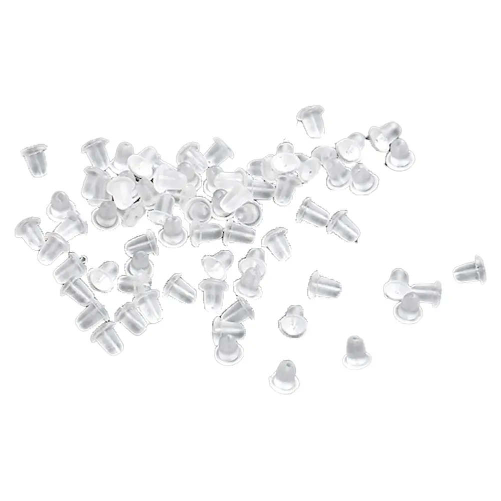 [ZS】 100Pcs Clear Soft Plastic Earring Findings Back Stoppers Earnuts Safe Tool