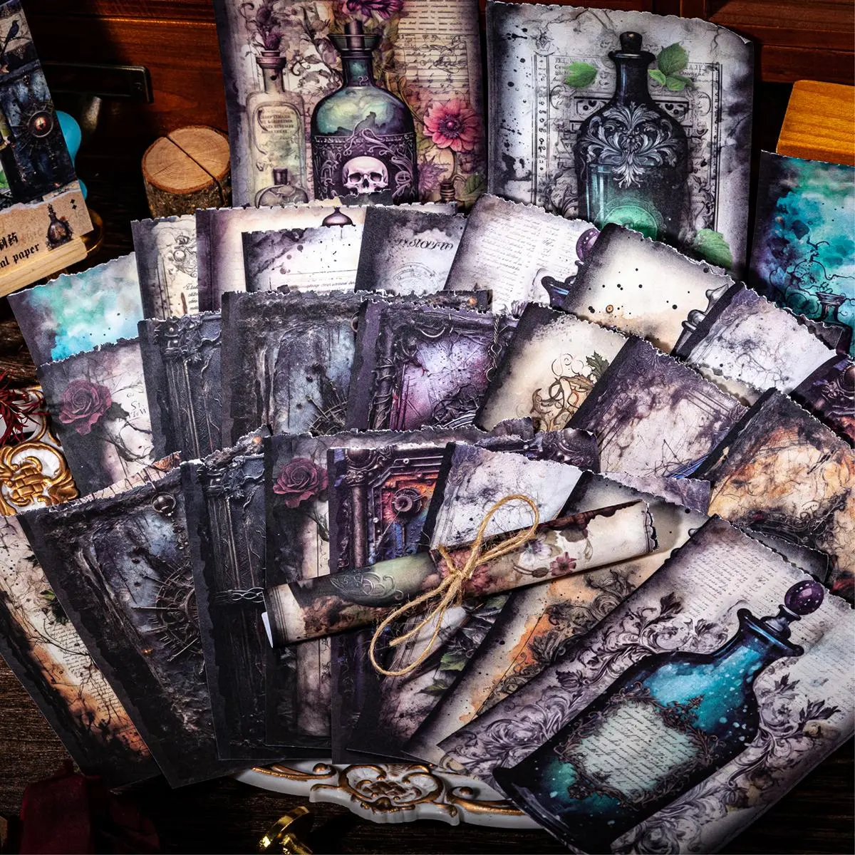 Gothic Style Material Paper (40pcs/set), Scrapbooking & Journal Making Paper, DIY Decorative Paper for Scrapbooking, Journaling, Gift Wrapping