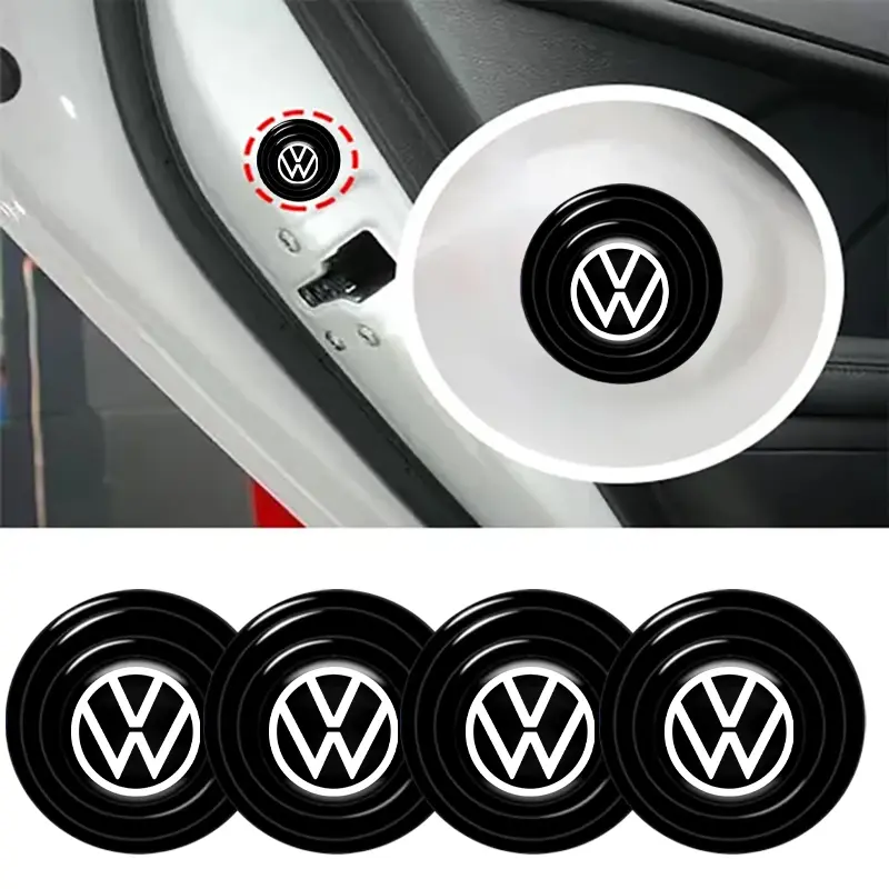 4Pcs PVC Universal Car Door Shock Absorbing Gasket Anti Noise Gasket Car Trunk Sound Insulation Pad Shockproof Thickening Cushion Stickers Fit For Volkswagen VW Golf 5 6 7 8 MK6 Mk7 Mk8 GTI R Tiguan Polo T-ROC Touran Beetle Scirocco Passat Lavida B5 B6