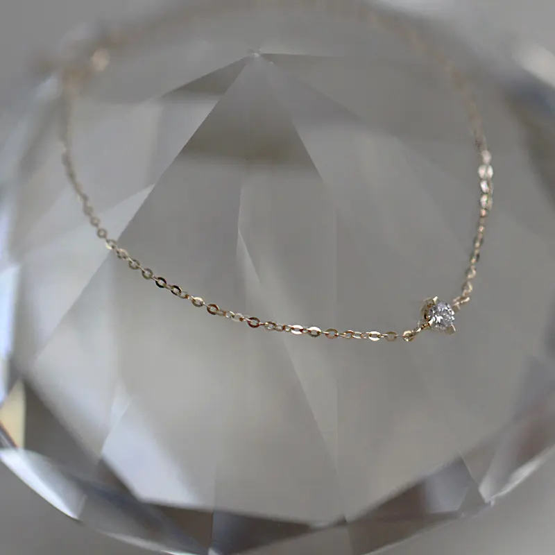 Vòng Tay Bạc Sterling S925 Mạ Vàng 14K, Phong Cách Người Nổi Tiếng Trên Internet, Thiết Kế Tối Giản, Zircon Đơn, Siêu Mịn, Dành Cho Nữ, Cung Cấp Trực Tiếp 4