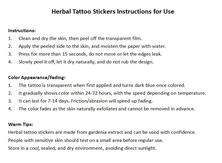 Product Introduction of Herbal Juice Semi-Permanent Temporary Tattoo Stickers Waterproof Long-Lasting Alphabet Fresh Style Tattoos tattoo  sticker  30  days 19