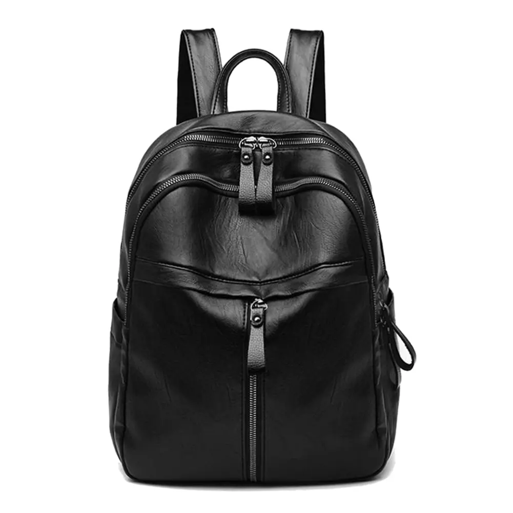 Ba Lô Da PU Cổ Điển Cho Nữ, Ba Lô Du Lịch Màu Trơn, Cặp Học Sinh Nữ Đeo Vai Backpack