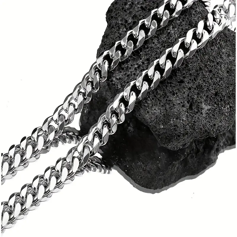 Titanium Steel 6-face Grinding Cuban Link Chain Necklace - Modern Fashionable Long Sleeve Accessory for Men & Women, Perfect for Weddings, Christmas & Birthdays 2