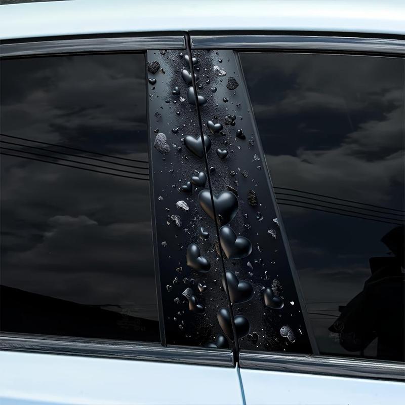 Car Heart Pattern Sticker, Car B Pillar Sticker, Anti-scratch DIY Art Protective Cover, Easy To Apply and Durable Car Exterior Sticker for Sedan, SUV, MPV 5