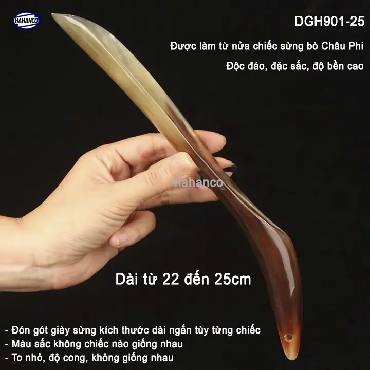 Đón Gót Giày Bằng Sừng Tiện Dụng (Dài 22-25cm) Cho Giày Nam & Nữ [DGH901-25]