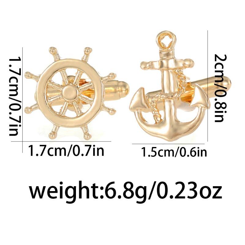 1Pair Fashion Rudder Gold Silver Shape Cufflink Business Gift for Boyfriend Accessories for Men Wedding New Design Cuff Shirt Cufflinks 1