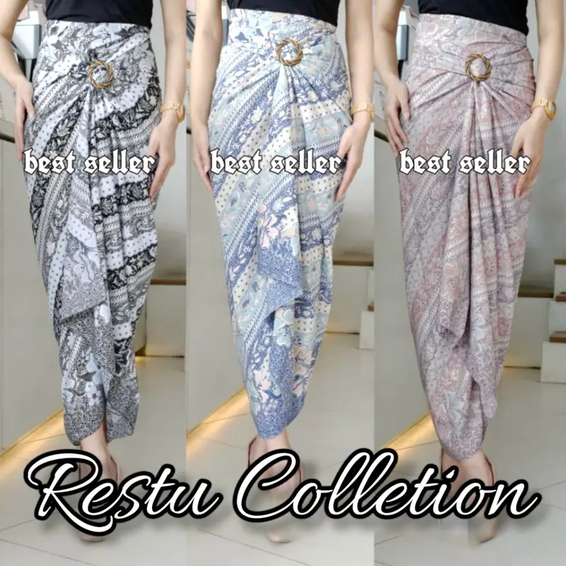 Rok Lilit Warp Skirt Serut Songket Jumputan Panjang Motif Batik Besseller Bawahan Wanita Kebaya Wisuda Kondangan Tunangan Nikahan Bahan Kain Sutra HQ Premium Allsize Mewah Ring Lamaran  Satin Tebal Pesta  Silk Silver 0