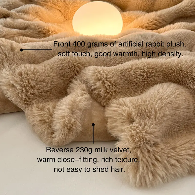 Solid Color Fluffy Blanket, 1 Count Soft Comfortable Warm Throw Blanket, Air Conditioned Room Bed Blanket, Bedding Supplies for Home Office Travel 4