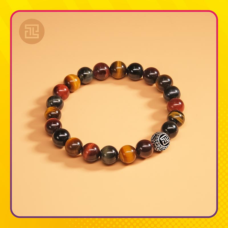  VÒNG TAY MẮT HỔ TAM TÀI 8LI  MỆNH NGŨ HÀNH  