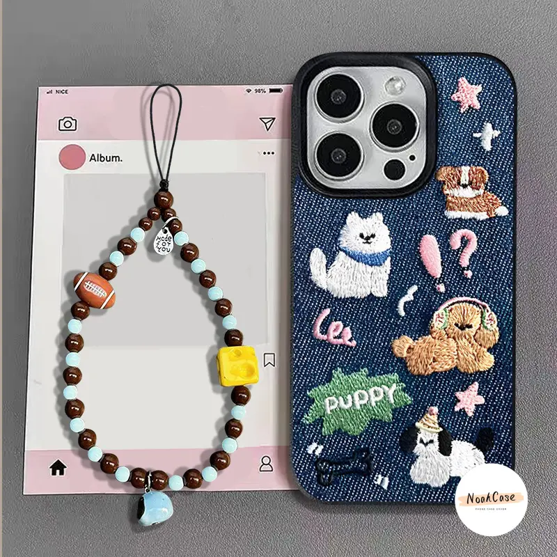 Ốp lưng cho iPhone 16 11 13 15 12 14 Pro Max X Xs Max Xr 14 Plus Ốp lưng da mềm hình chú chó dễ thương cao bồi hoạt hình