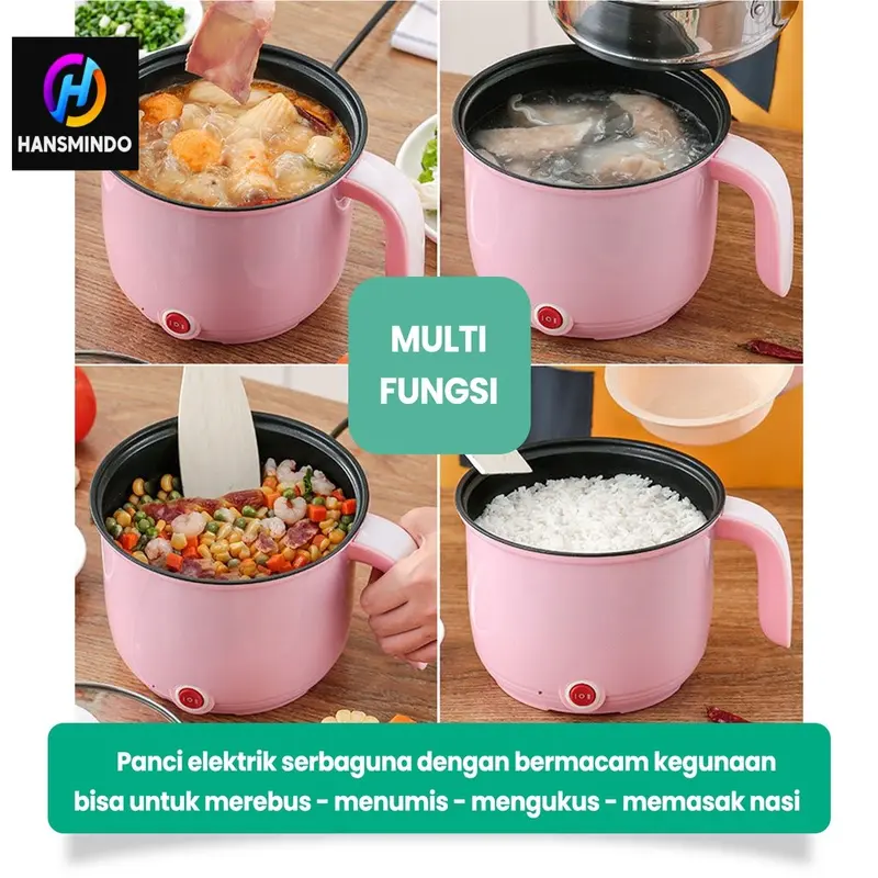 Panci Listrik Serbaguna / Panci Elektrik Multifungsi 1.8 L / Elektrik Cooker Free Kukusan/ Panci Multigungsi, untuk Menggoreng, Merebus dan Mengukus 6