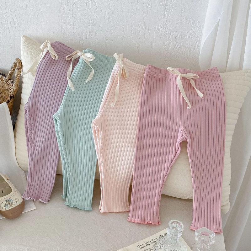 Product Introduction of 2024 Children Stripes Cotton Pants Fashion Casual Vertical Solid Leggings for Girls Baby Boy Bottoming Trousers Autumn Pantyhose 34