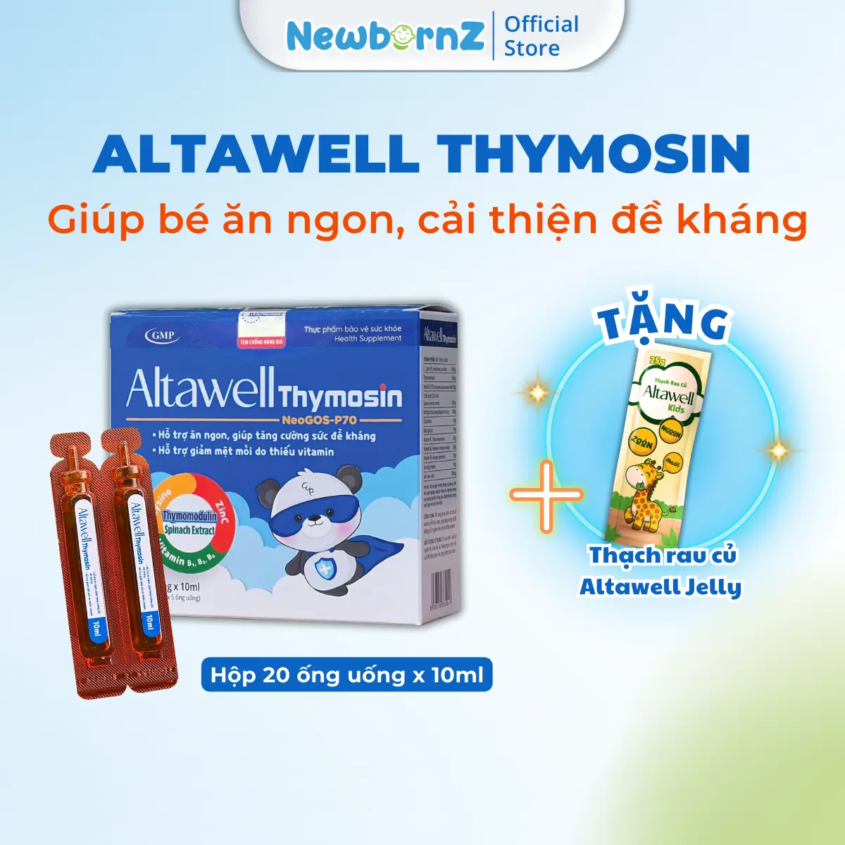 Ống uống Altawell Thymosin 3 tác động - Hỗ trợ cải thiện ăn ngon, giảm ốm vặt, giúp cải thiện giấc ngủ cho bé