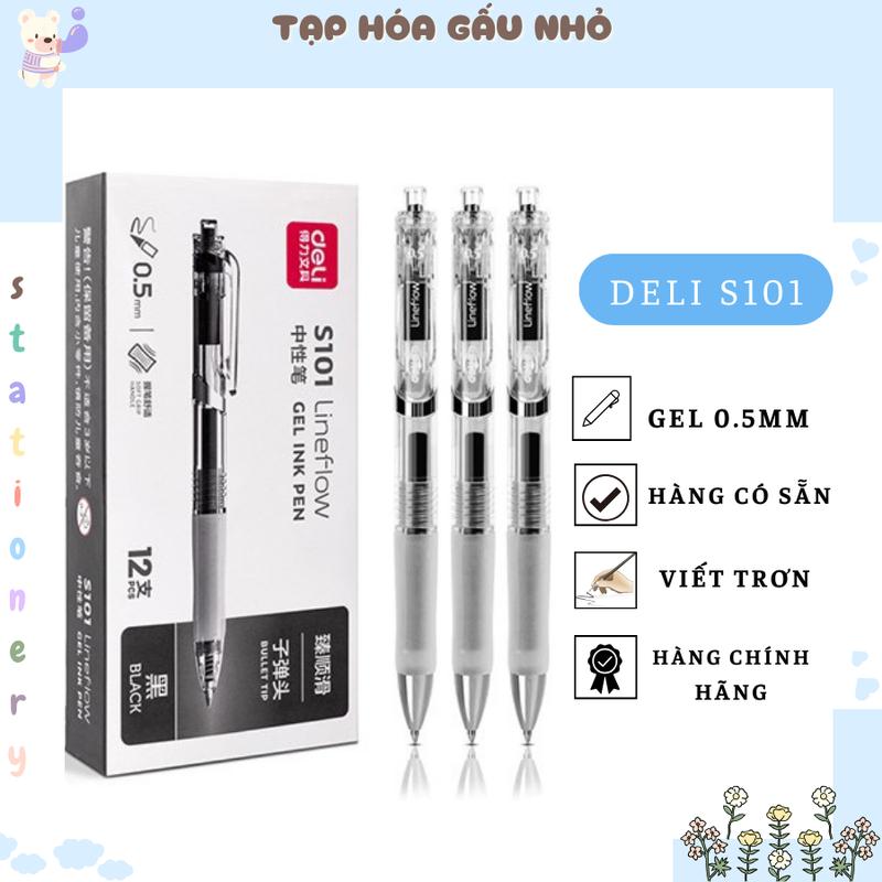 Bút gel Deli S101 Line flow mực đen [taphoagaunho]