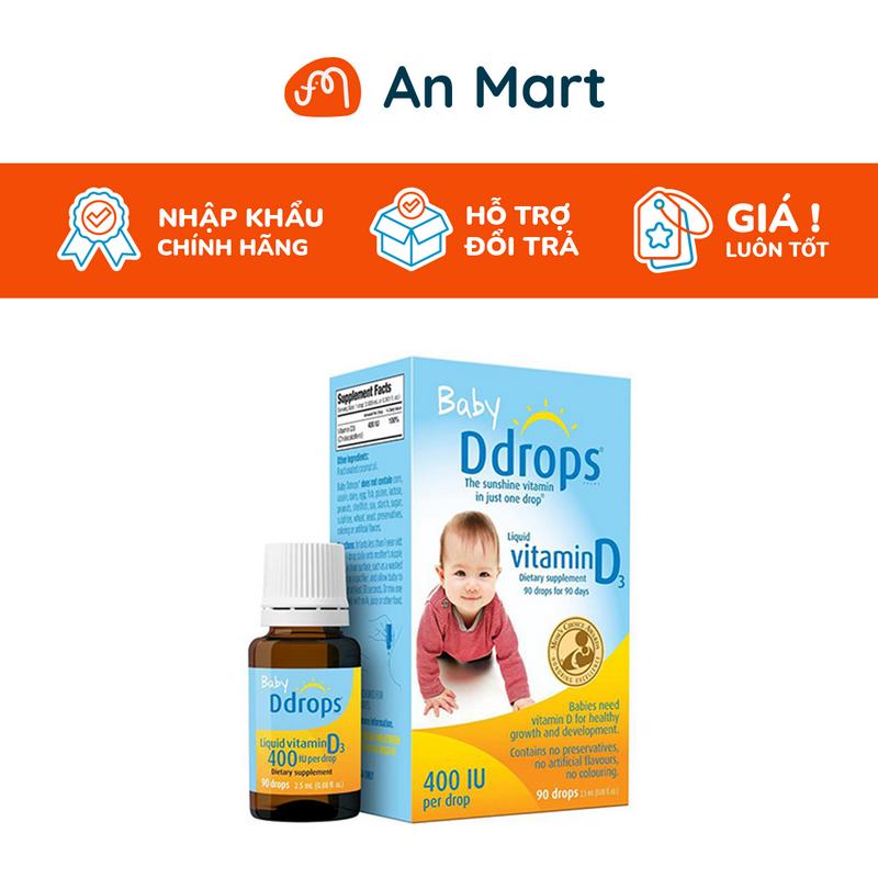Vitamin D3 Baby Drops 400 IU Mỹ - Hỗ Trợ Tăng Cường Miễn Dịch & Tăng Hấp Thu Canxi Cho Bé