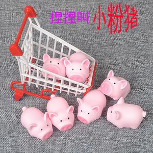 ของเล่นเสียงบีบอัด, 5 ชิ้นของหมูระบายสีชมพู, ของเล่นทีเซอร์แมว, เหมาะสำหรับลูกสุนัข, บีบและบีบเสียง, สีชมพู, ทนต่อการกัด, การออกแบบหมู