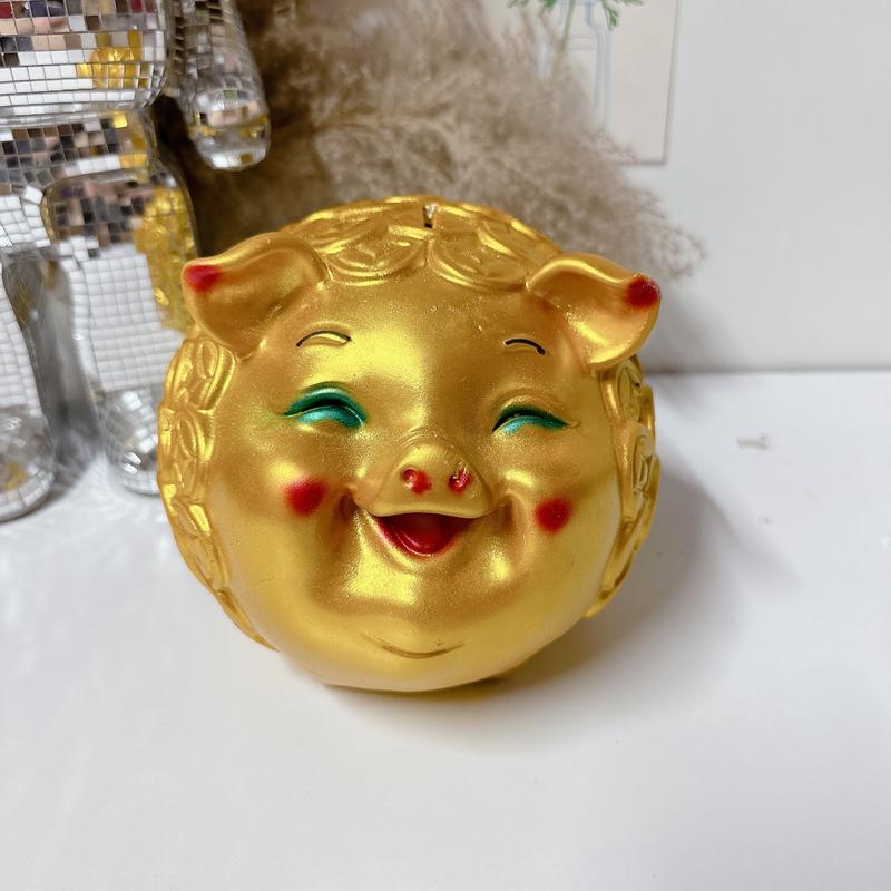  Lợn đất heo đất đồng xu vàng size bé 18cm x 16cm x16cm - Chin decor 