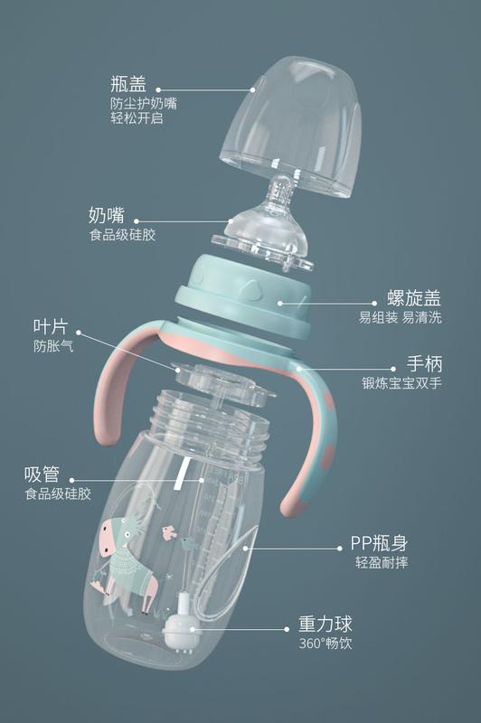 Product Introduction of Bình Sữa Cho Em Bé Chống Rơi, Chất Liệu Nhựa Pp, Thích Hợp Cho Trẻ Sơ Sinh, Bình Sữa Cỡ Rộng Có Tay Cầm Ống Hút, Cốc Uống Nước Cho Trẻ Sơ Sinh 9