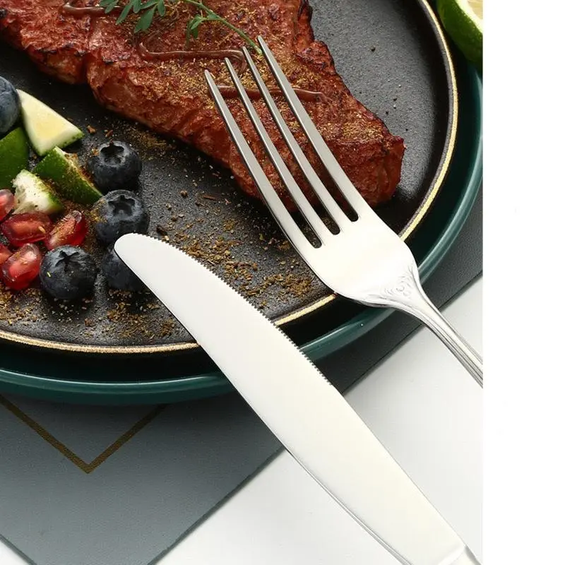 Stainless Steel Cutlery Set, 24pcs/set Including Knife, Fork & Spoon & Dessert Spoon, Household Tableware Set for Home Kitchen Dining Room 3
