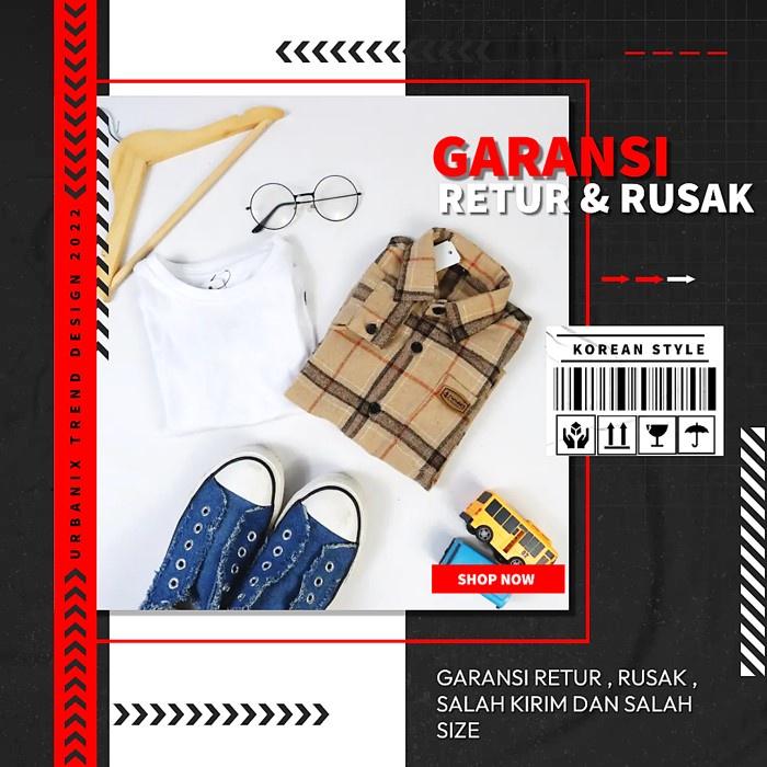 Twinbee Kemeja Flanel Anak Laki Laki Lengan Panjang Usia 1 2 3 4 5 6 7 Tahun Import Cream Biru Merah Korean Style Premium 8