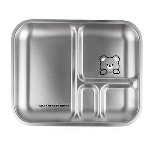 Pinggan Kanak-kanak, Diperbuat daripada Keluli Tahan Karat 304, Reka Bentuk Haiwan Kartun, Pinggan Gembira, Comel dan Suka Bermain, Sesuai untuk Isi Rumah, Tebal dan Kalis Kejutan, Sesuai untuk Dewasa Cutlery Kitchenware