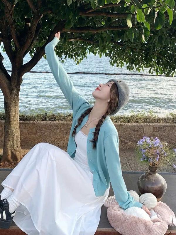 Áo Cardigan Len Mỏng Vintage Cho Nữ, Áo Khoác Ngoài Nhẹ Nhàng Vintage Mẫu Mới 2025- A613